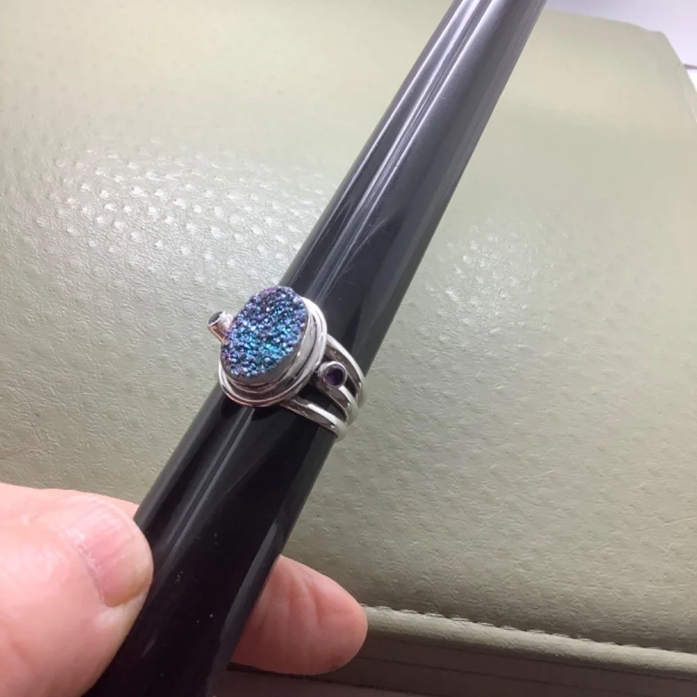 - Nicky Butler Sterling silver blue druzy ring